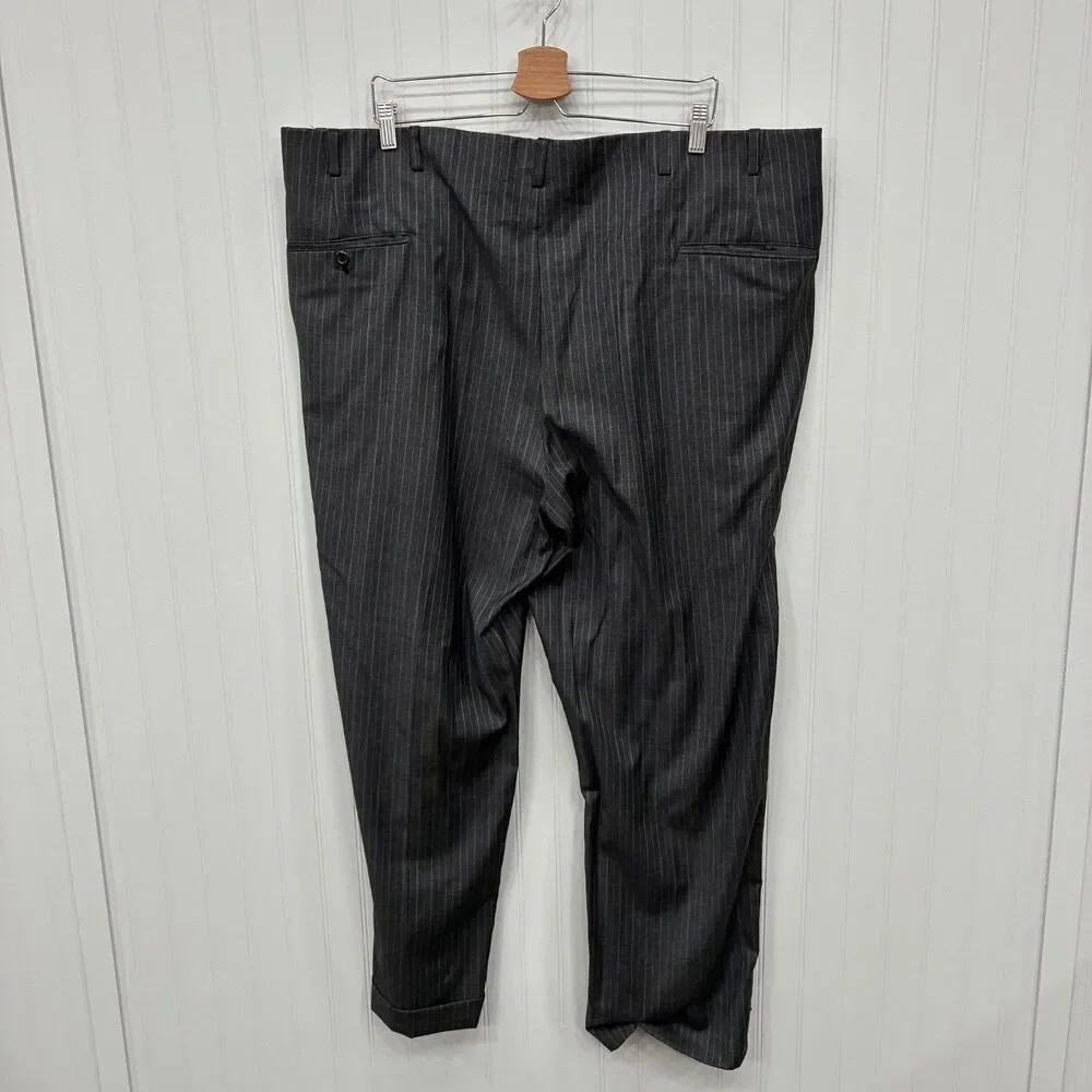 Oxxford Clothes Norton Ditto Super 120’s Wool Suit Pinstripe Charcoal 48R 44W
